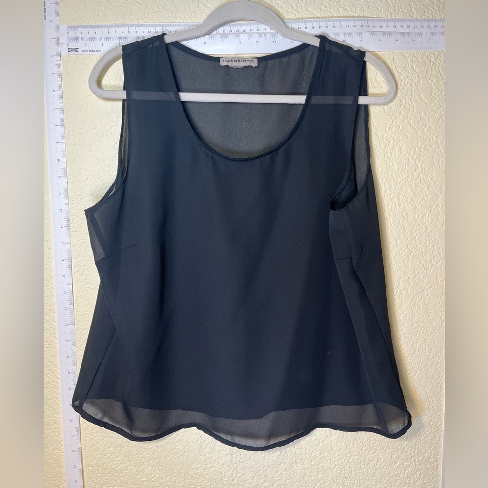Notations Black Sleeveless Tank Top L